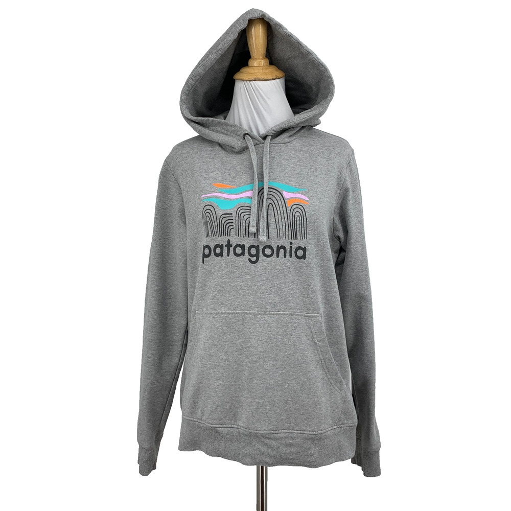 Patagonia Hoodie Women S Small Grey Fitz Roy Boulders Midweight Graphic Pullover